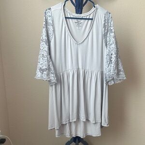 Torrid Super Soft Knits Beige Lace Sleeve Blouse